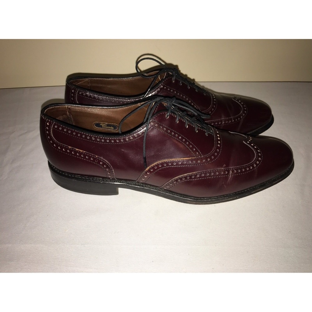 Allen Edmonds Marlow Men's Burgundy Leather Wing Tip Oxfords Size 9